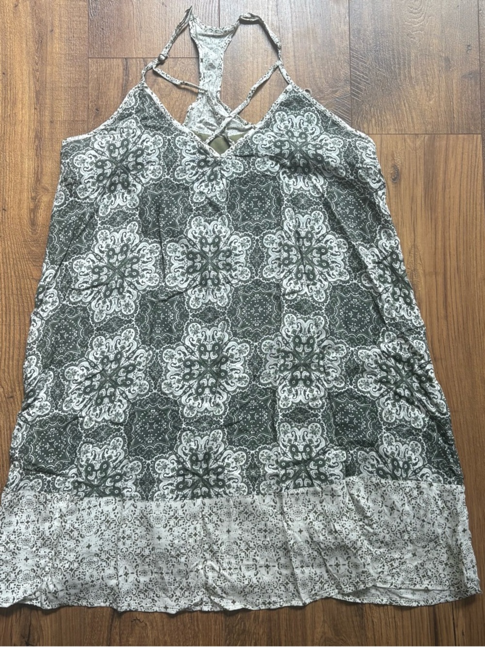 Blue Rain olive green sleeveless dress